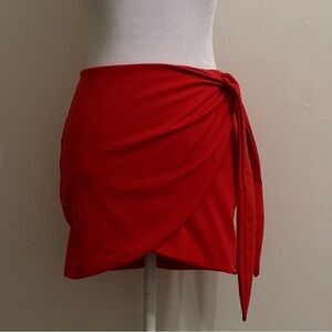TA3 Red Mini Wrap Skirty Swim Cover-Up with Built-In Shapewear Size S